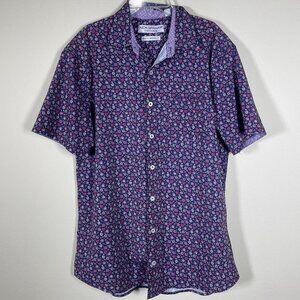 Nick Graham Everywhere Stretch Modern Fit Floral Button Up Short Sleeve Size M!